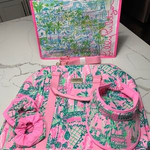Lilly Pulitzer GWP. Travel bag, visor, 2 hair scrunchies